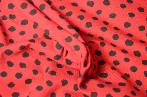 Jersey GOTS Dots Punkte dunkelrot